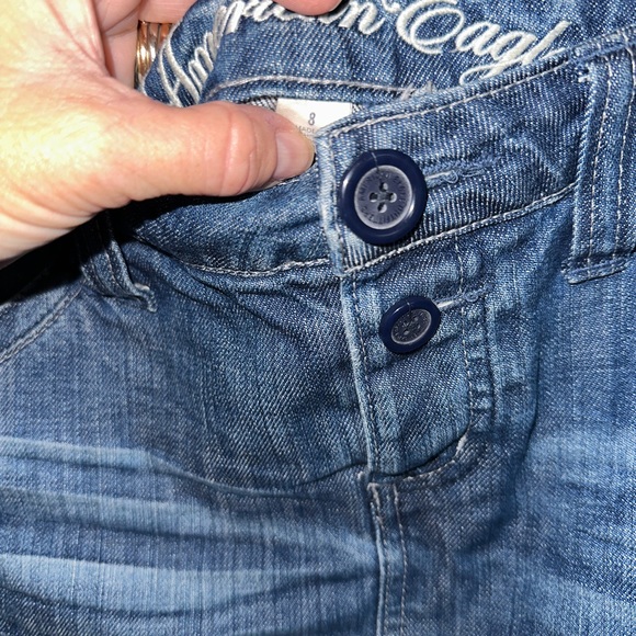 🦅 American Eagle Size 8 Mini Skirt Jean Button fly - Picture 2 of 3